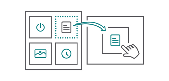 This feature allows users to drag icons or buttons they want to use directly onto the screen.
